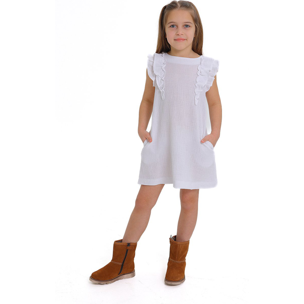 Stijlvolle witte jurk van katoenen mousseline